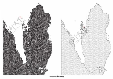 纹理卡塔尔地图插图