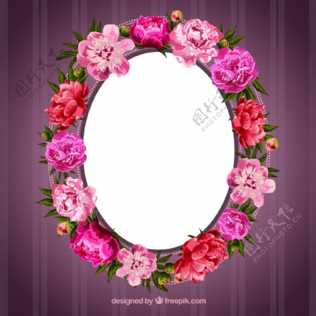 花卉装饰椭圆形背景图片