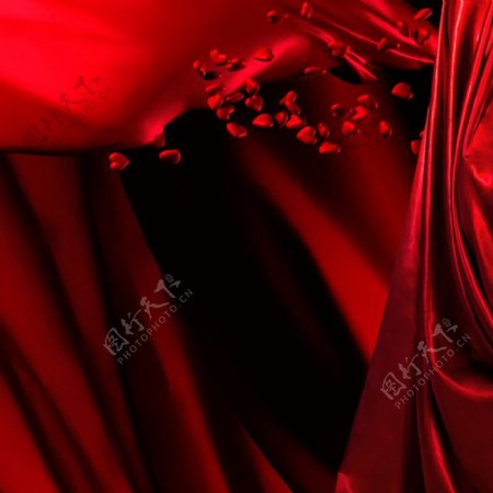 大气奢华红色丝绸玫瑰花瓣背景