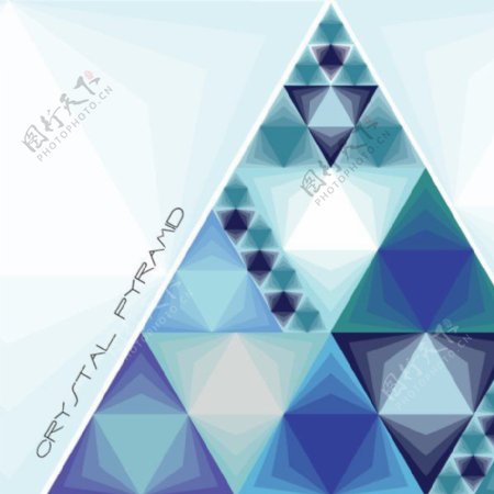 蓝色三角形水晶金字塔