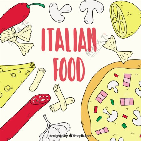 意大利食品手绘背景