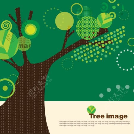 绿色抽像大树插画