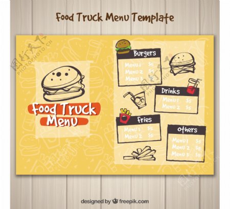 有趣的汉堡食品卡车菜单