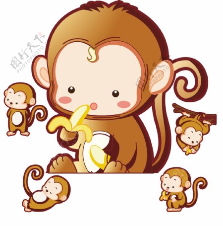 香蕉猴子插画