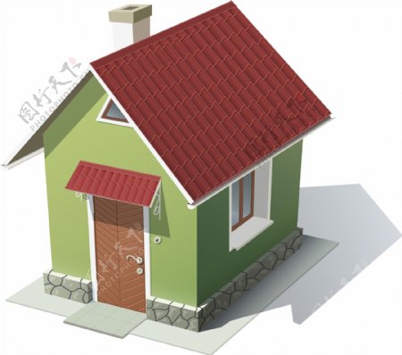 绿色立体房屋模型矢量素材