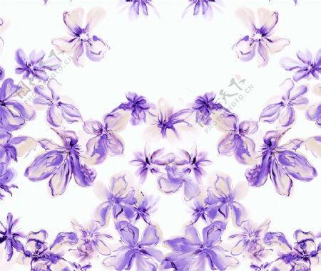 紫色彩绘花朵移门创意画