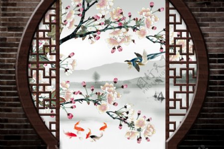 中式屏风背景墙