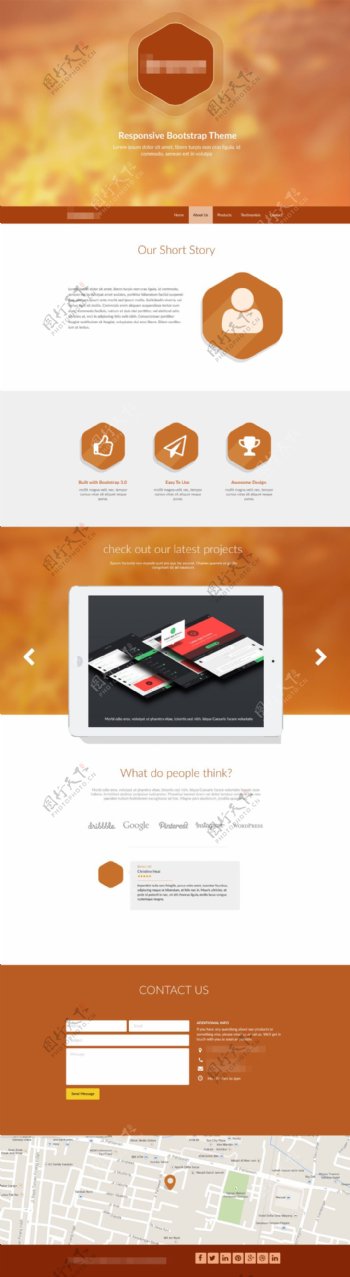 橙色的企业商务科技响应式网站首页