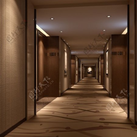 低调风格酒店空间3D效果图