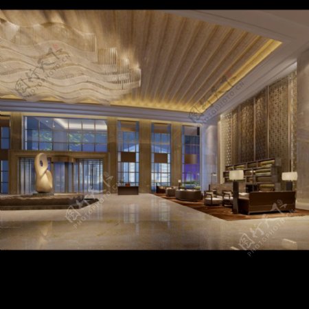 豪华酒店大厅效果图空间模型