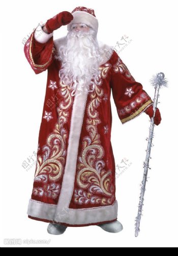 拿拐杖远眺的圣诞老人