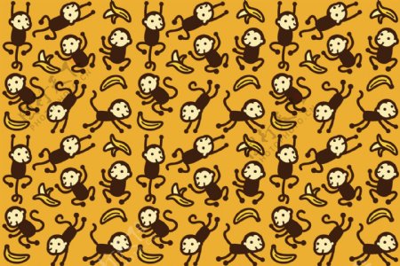 童真有趣猴子壁纸图案装饰设计