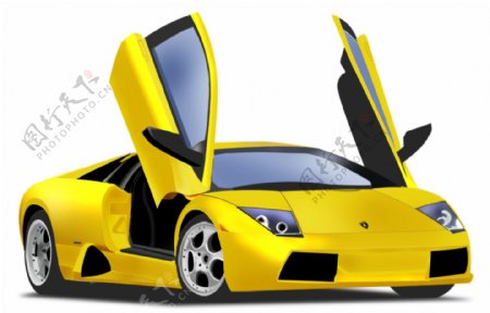 黄色拉博基尼车icon图标设计