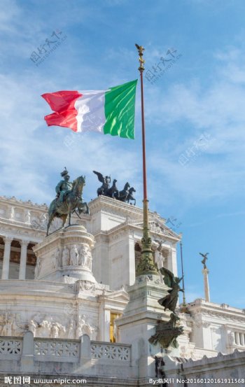 罗马广场的意大利国旗