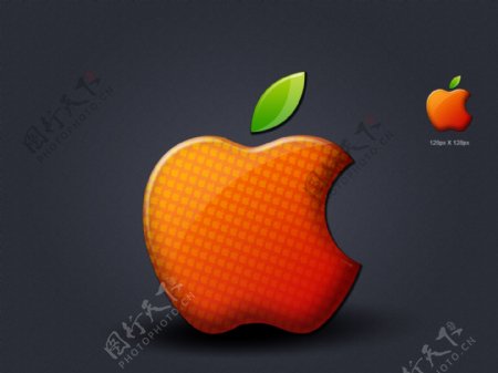 橙色的苹果logoicon图标设计