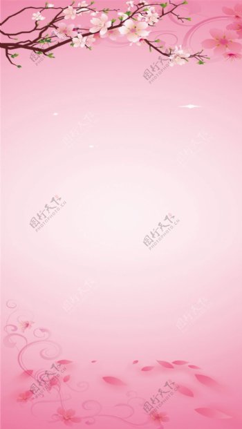清新粉色桃花H5背景素材