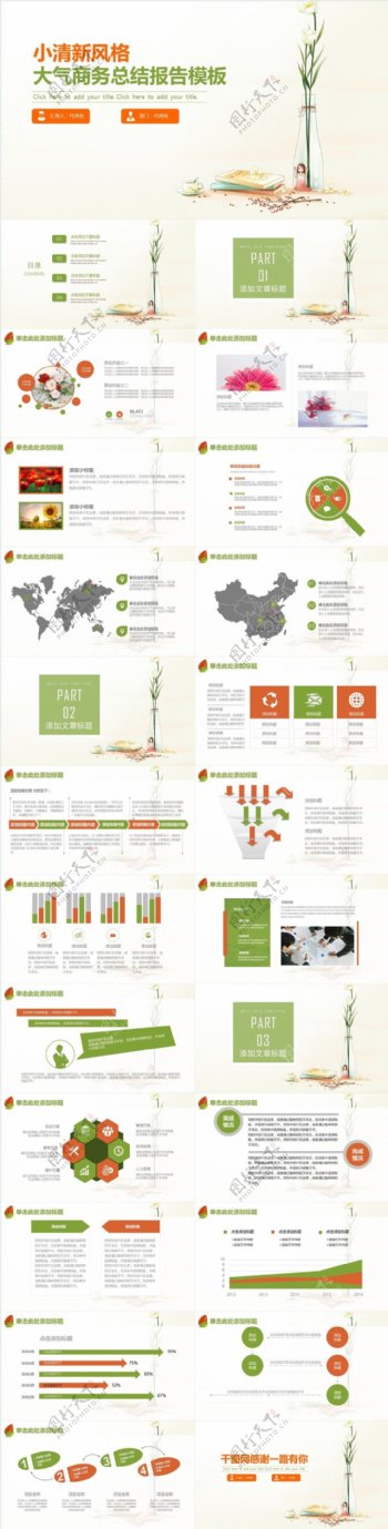 小清新风格项目报告PPT模板