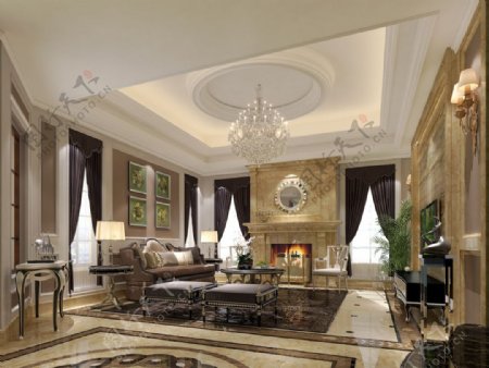 欧式风格豪华客厅效设计效果图
