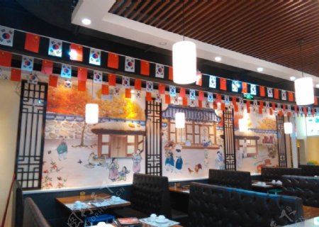 韩式餐厅墙绘画