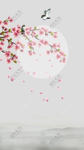 清新粉色桃花H5背景素材