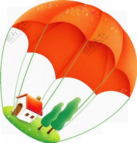 手绘家园热气球元素
