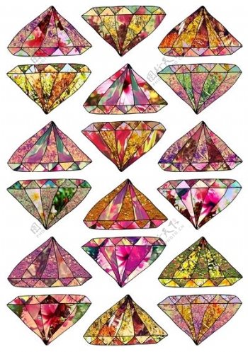 一组手绘钻石设计元素