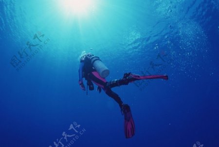 海底潜水海底游玩游泳