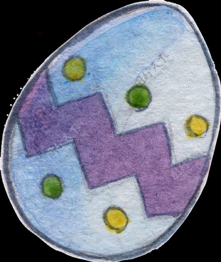 手绘紫色彩蛋透明装饰图案