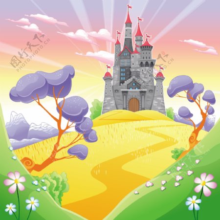 童话故事城堡矢量素材
