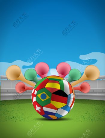 世界足球竞技足球赛矢量海报背景素材