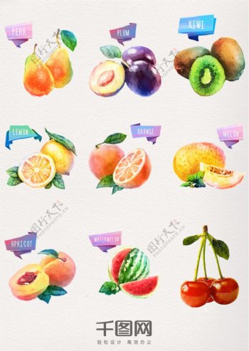 水彩植物水果素材