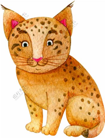 可爱卡通豹猫透明素材