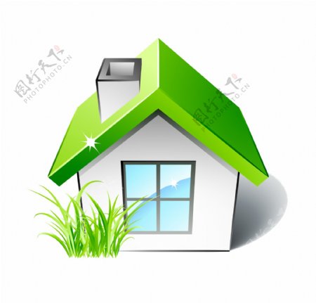 绿色屋顶房子图标免抠png透明图层素材