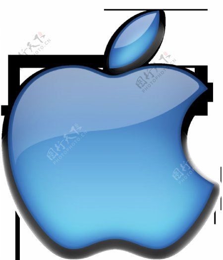 蓝色苹果标志免抠png透明图层素材