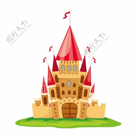 卡通欧式城堡图案元素