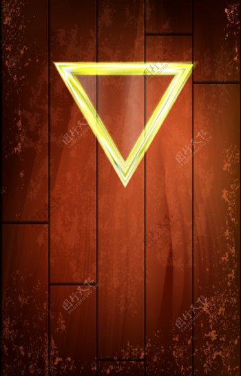 木板上发光的三角形背景素材