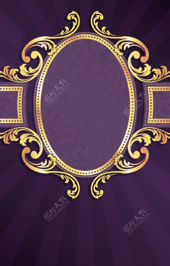紫色大气花边圆形背景素材
