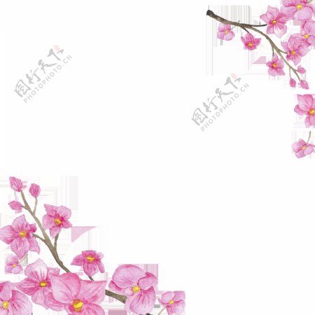 粉色花朵边框时尚巴黎卡通透明素材