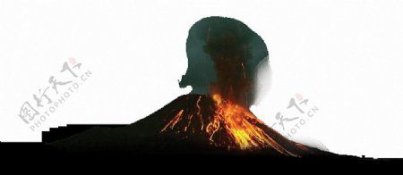 黑色喷岩浆火山免抠png透明图层素材