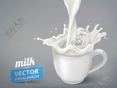 一杯香浓的牛奶插画
