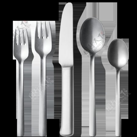 一套刀叉勺子餐具免抠png透明图层素材
