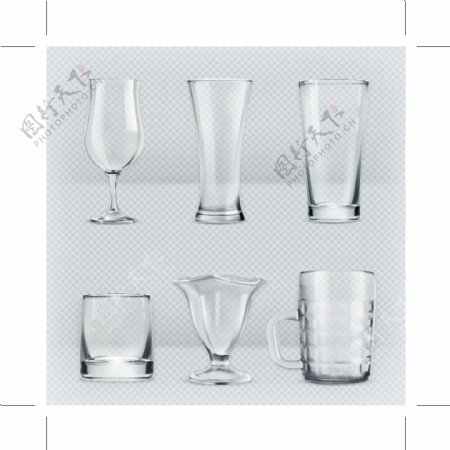 透明水杯设计矢量素材