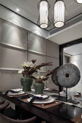 现代冷色调餐厅装饰室内设计装修效果图