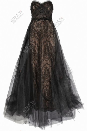 黑色蕾丝连衣裙免抠png透明图层素材