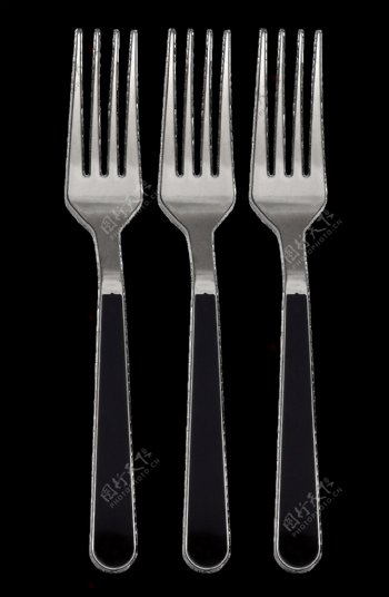 三支不锈钢刀叉餐具免抠png透明图层素材