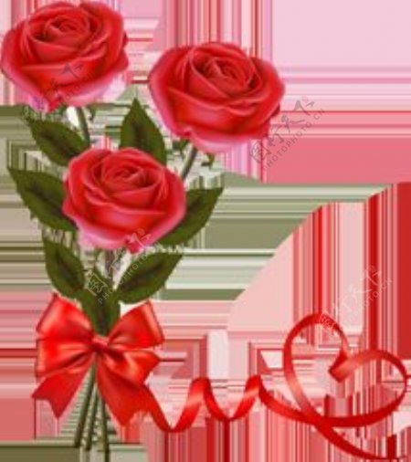 玫瑰花丝带蝴蝶结素材图片