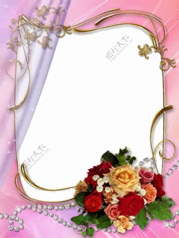 玫瑰婚礼边框免抠png透明图层素材