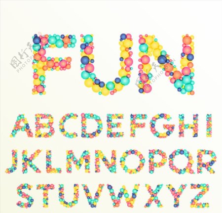 多彩气泡字母字体设计矢量素材