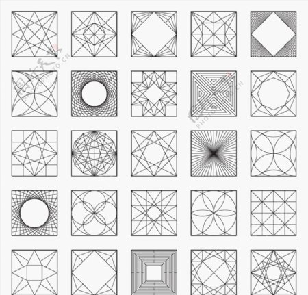 多款正方形线性抽象神秘图案