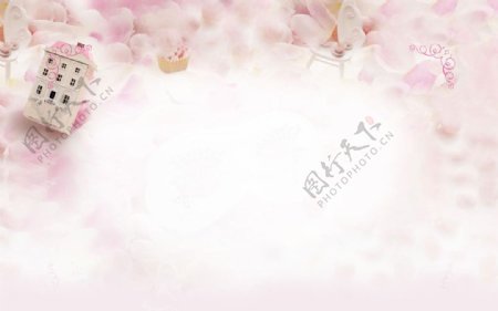 粉色浪漫婚礼温馨淘宝banner背景